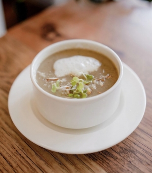 Nutty Mushroom Veloute with Roasted Almonds